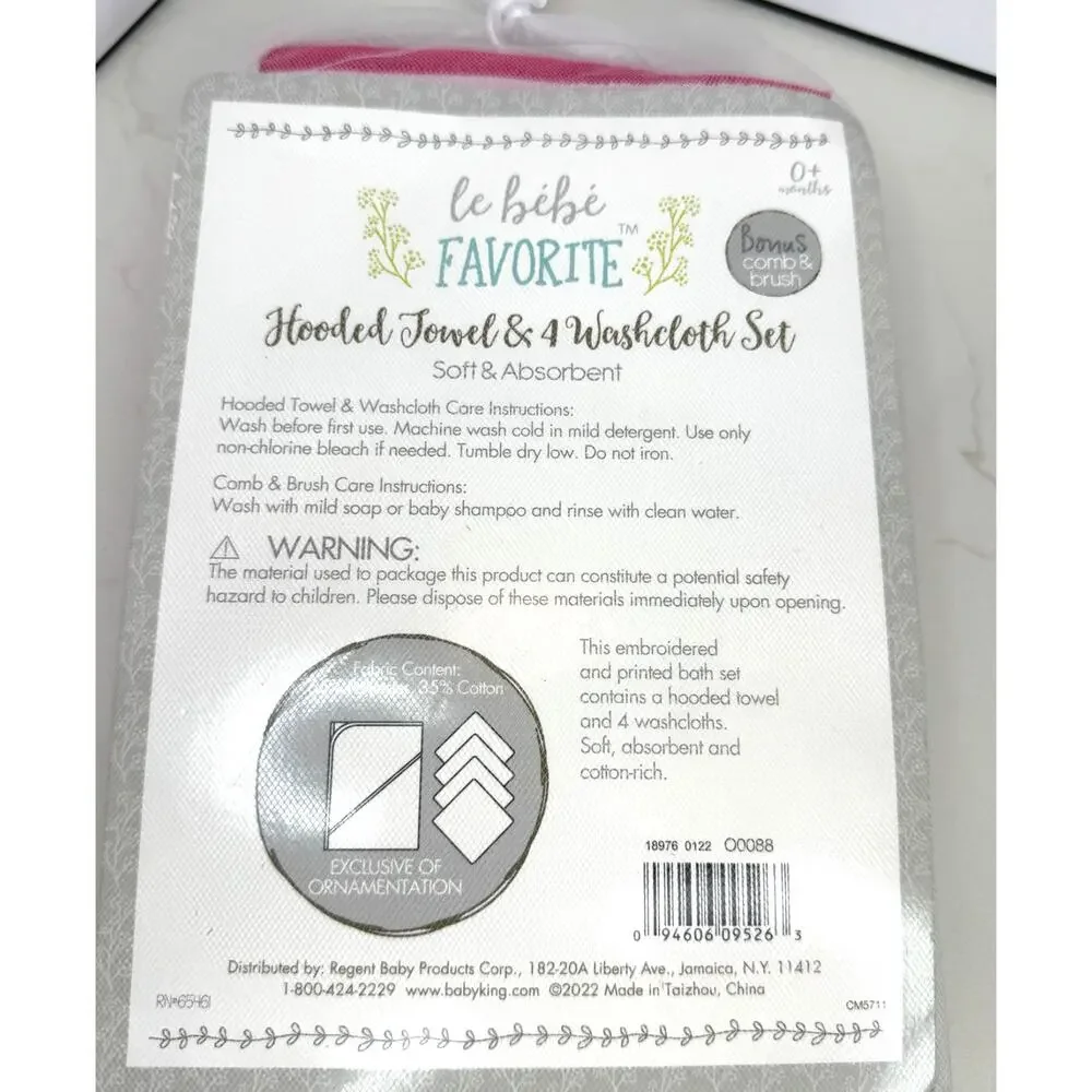 le bebe Favorite Hooded Towel & 4 Washcloth Set